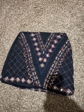 Missguided Black Mini Skirt with Metallic Gold & Copper Embroidery
